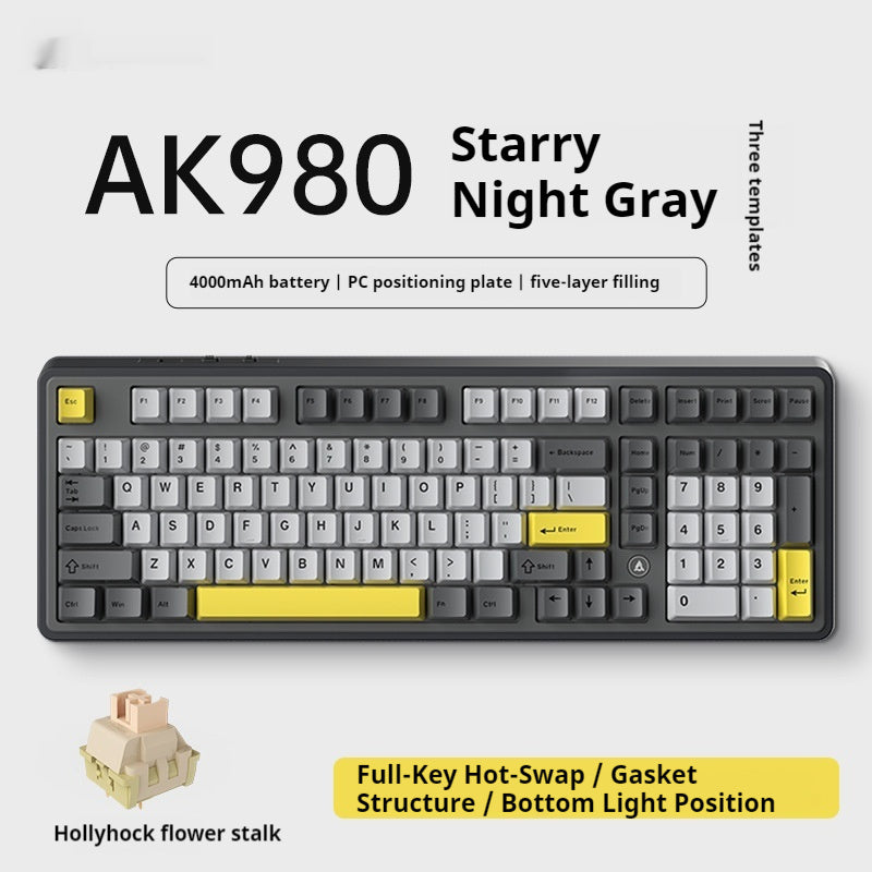 Office Computer Bluetooth Keyboard Game Side Three-mode Wireless