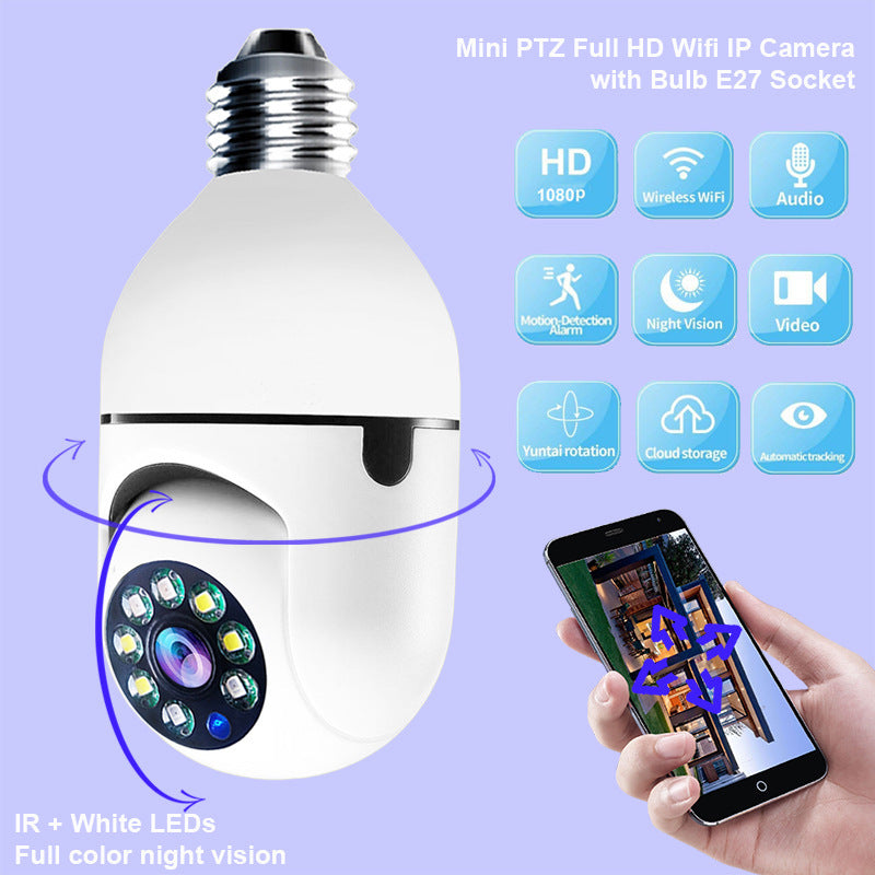 WiFi CAMERA 1080P Bulb 4X Zoom Camera E27 Home 2.4GWiFi Alarm Monitor